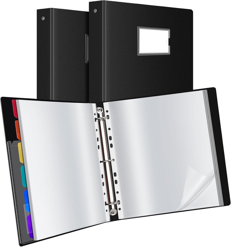 Uquelic 80-Pocket Binder with Plastic Sleeves for Letter/A4 Size(11" x 8.5"), Document Binder Organizer for Papers, Certificates and Artwork, Colorful PP Divider Pages for Presentation (2 Pack) - Image 1